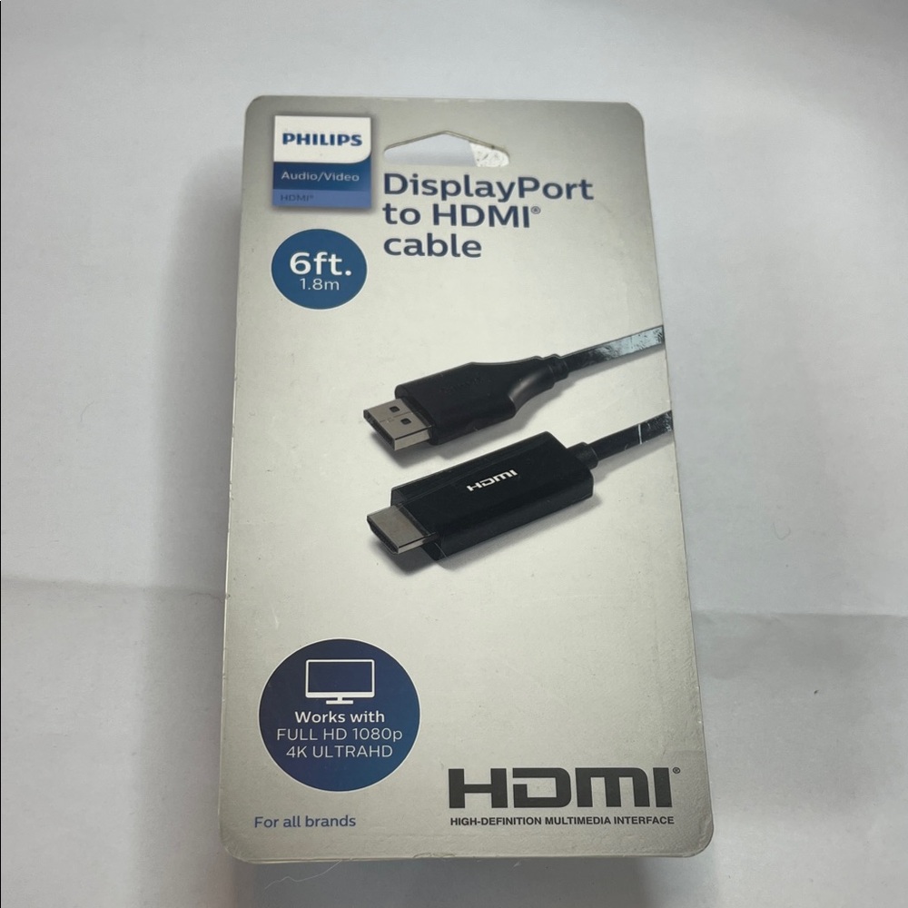 Philips 6ft. (1.8m) DisplayPort to HDMI cable **package damaged**